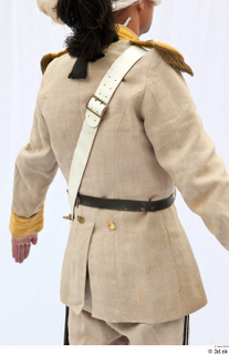  Photos Army man in cloth suit 2 18th century Army beige yellow and jacket historical clothing upper body 0011.jpg